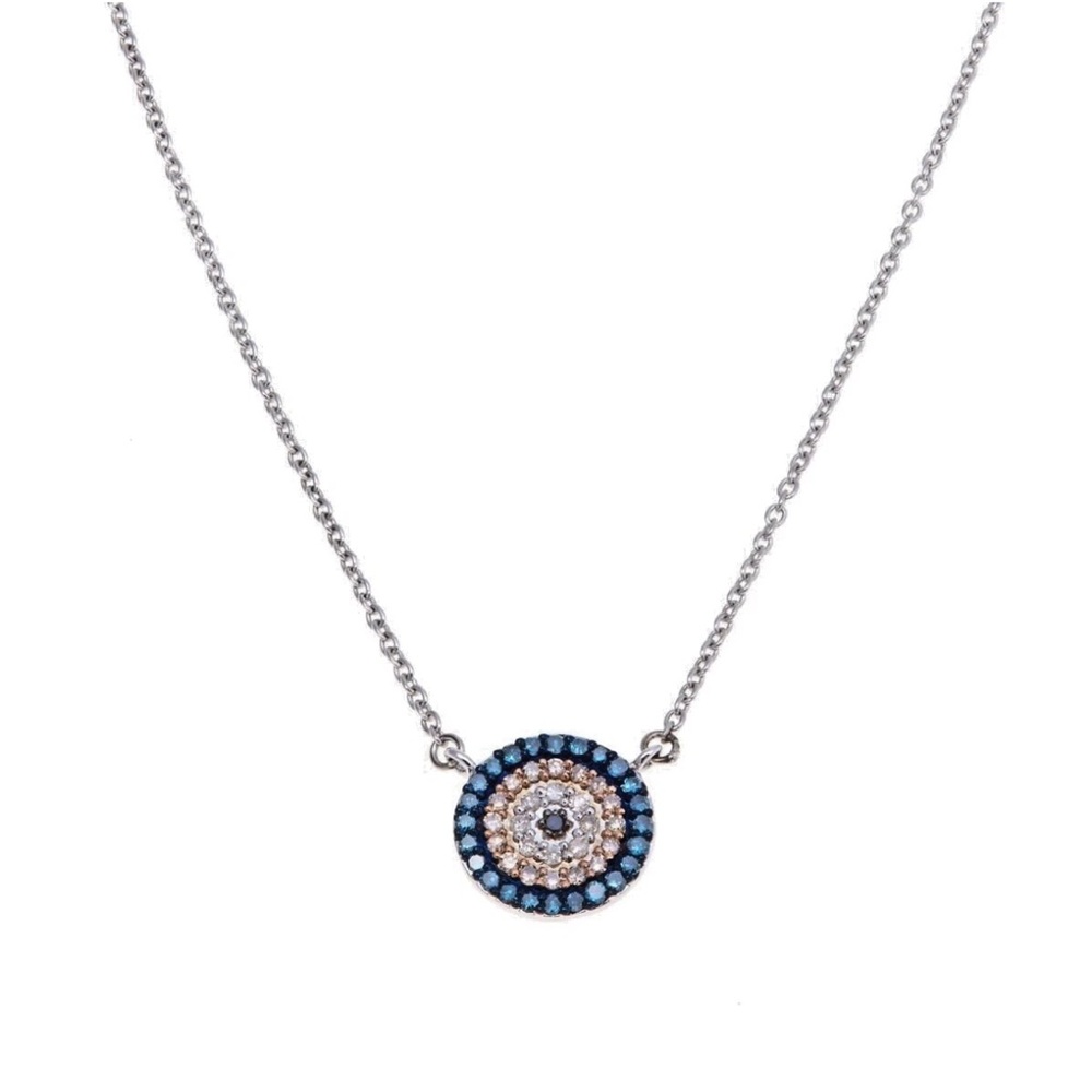 Carol Brodie Rarities 0.4ctw Diamond Sterling Silver Evil Eye Necklace
